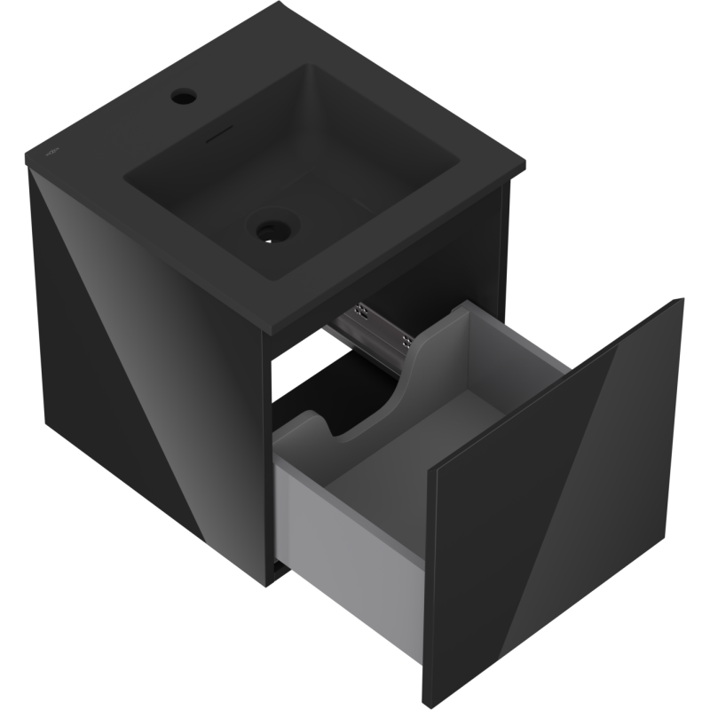 Mexen Orio шкаф за баня 45 см с мивка Otis, 1 чекмедже, черен гланц/черен мат - 91A10-04547-1-BF70-W18M71