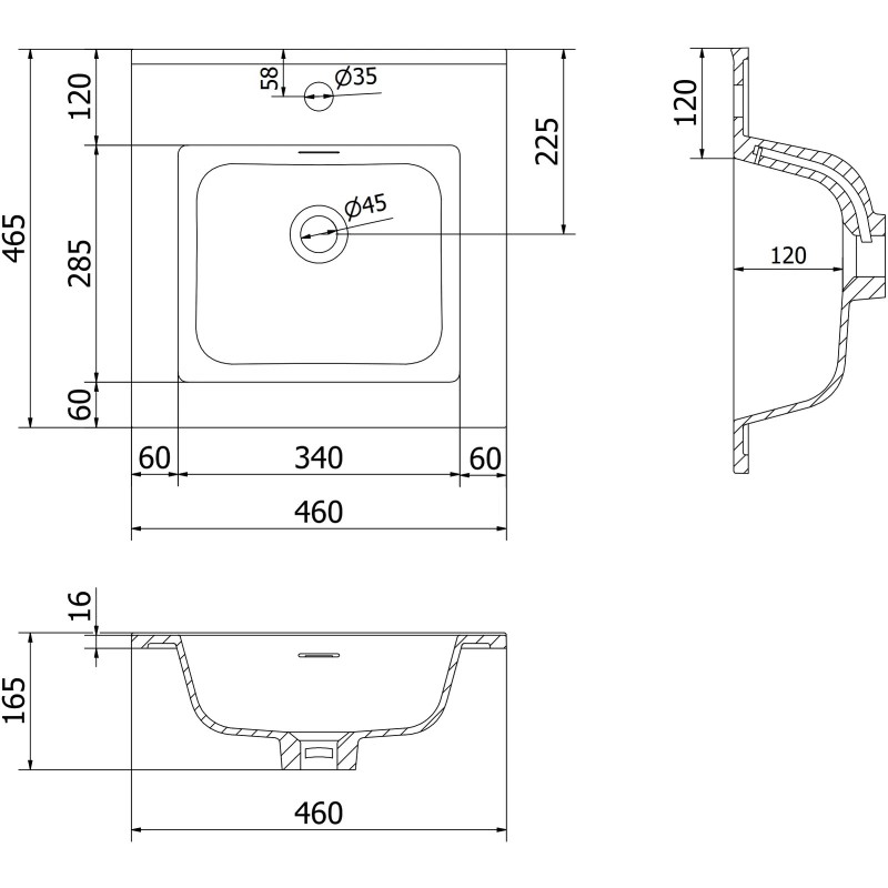 Mexen Orio баня шкаф 45 см с мивка Otis, 1 чекмедже, графит мат/бял мат - 91A10-04547-1-BF66-W18M01