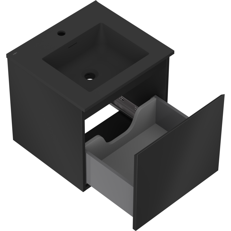 Mexen Orio шкаф за баня 50 см с мивка Otis, 1 чекмедже, черен мат - 91A10-05047-1-BF71-W18M71