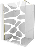 Mexen Kioto стена за душ Walk-in 100 x 200 cm, бяла вълна 8 мм, златно - 800-100-101-50-97