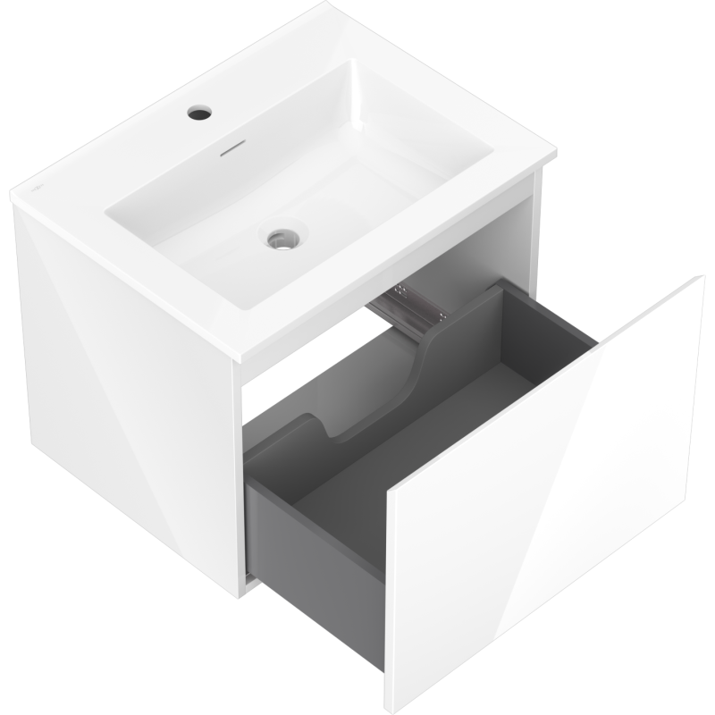 Mexen Orio шкаф за баня 60 см с мивка Otis, 1 чекмедже, бял гланц - 91A10-06047-1-BF00-W18M00