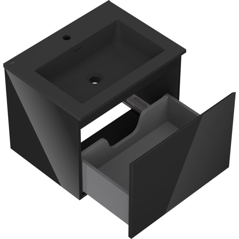 Mexen Orio шкаф за баня 60 см с мивка Otis, 1 чекмедже, черен гланц/черен мат - 91A10-06047-1-BF70-W18M71