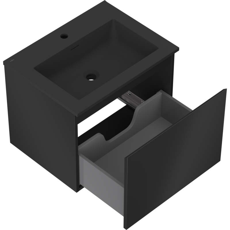 MEXEN ORIO шкаф за баня 60 см с умивалник Otis, 1 чекмедже, черен мат - 91A10-06047-1-BF71-W18M71