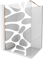 Mexen Kioto стена за душ Walk-in 100 x 200 cm, бяла вълна 8 mm, розово злато - 800-100-101-60-97
