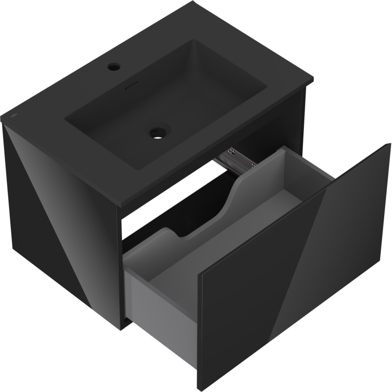 Mexen Orio шкаф за баня 70 см с мивка Otis, 1 чекмедже, черен гланц/черен мат - 91A10-07047-1-BF70-W18M71
