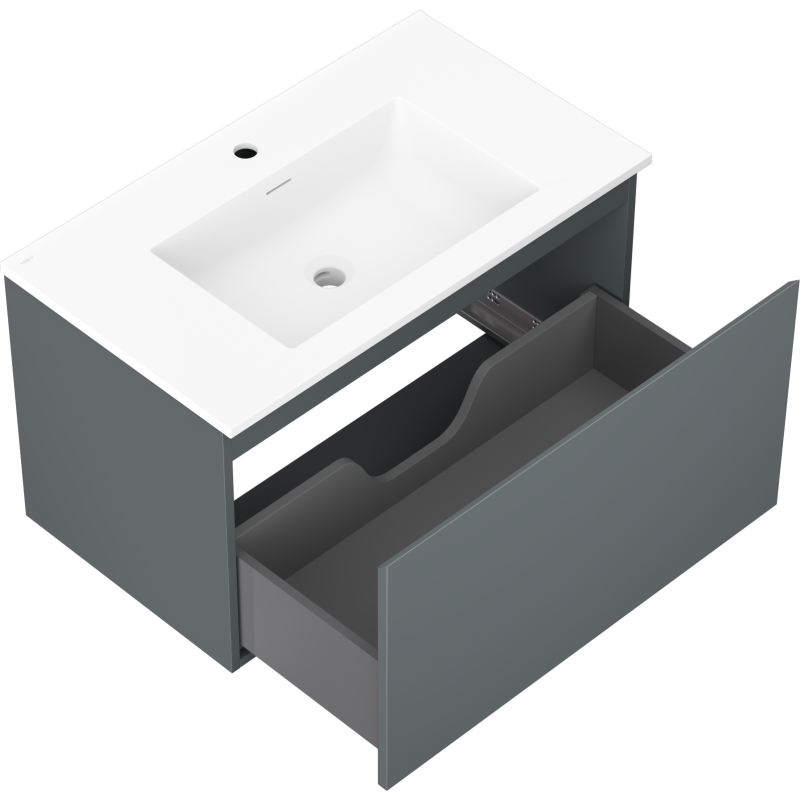 Mexen Orio шкаф за баня 80 см с мивка Otis, 1 чекмедже, матов графит/матово бяло