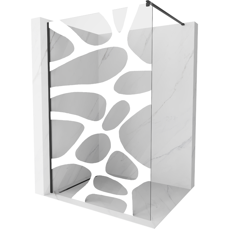 Mexen Kioto душ кабина Walk-in 140 x 200 см, бяла вълна 8 мм, черна - 800-140-101-70-97