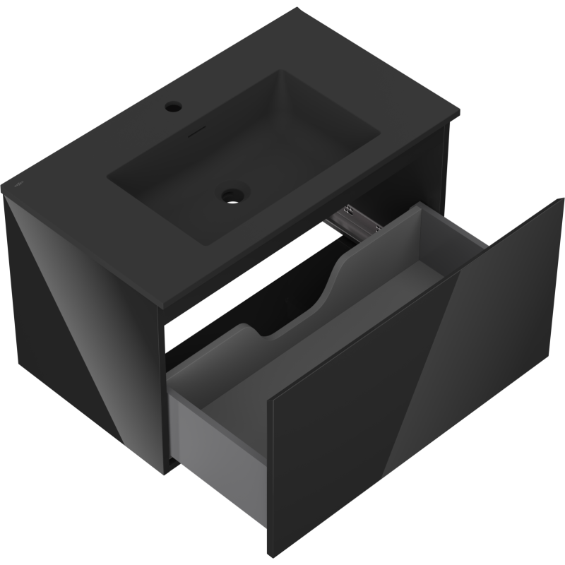 Mexen Orio шкаф за баня 80 см с мивка Otis, 1 чекмедже, черен гланц/черен мат - 91A10-08047-1-BF70-W18M71