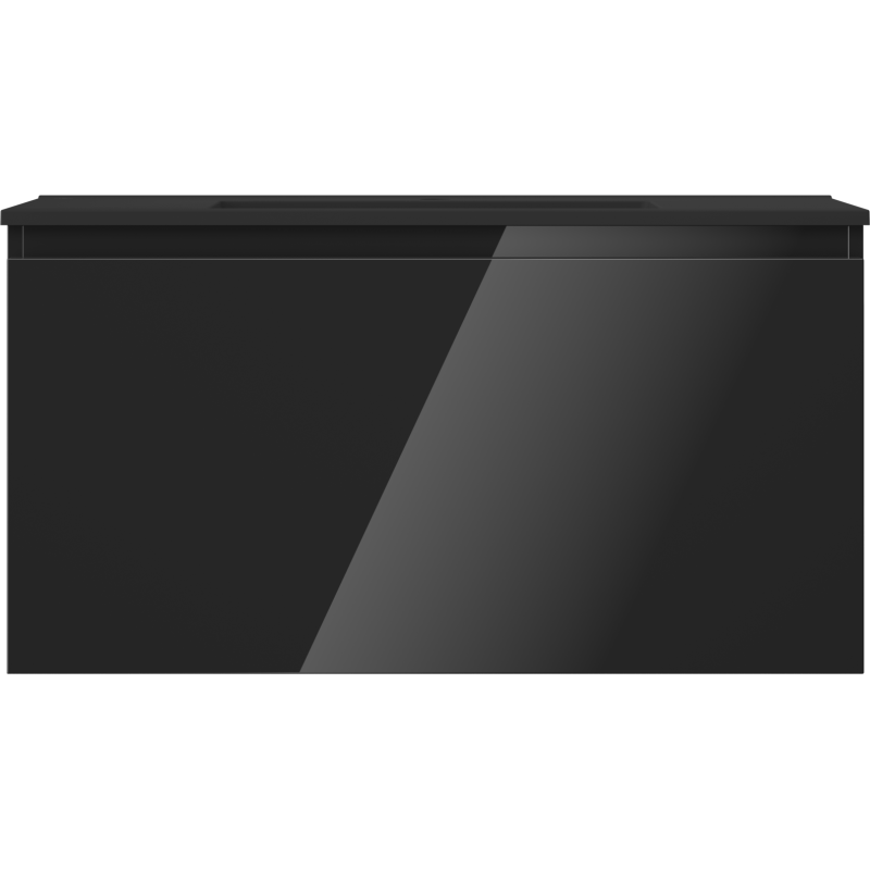 Mexen Orio шкаф за баня 90 см с мивка Otis, 1 чекмедже, черна гланц/черна мат