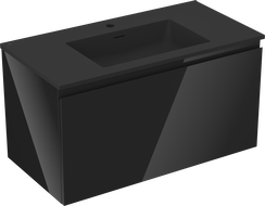 Mexen Orio шкаф за баня 90 см с мивка Otis, 1 чекмедже, черна гланц/черна мат