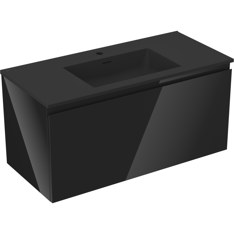 Mexen Orio шкаф за баня 100 см с мивка Otis, 1 чекмедже, черен гланц/черен мат - 91A10-10047-1-BF70-W18M71