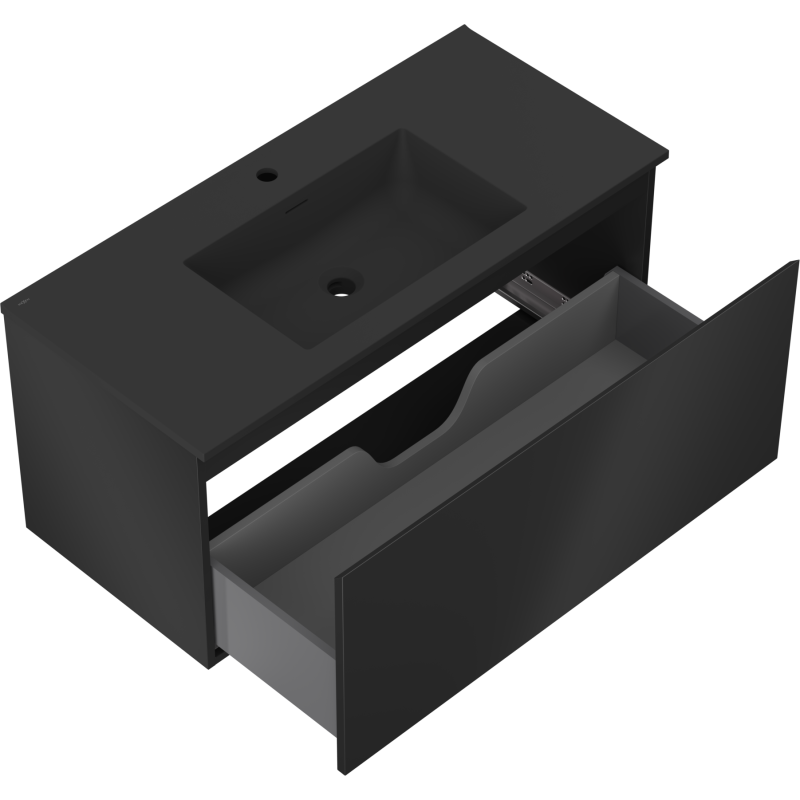 Mexen Orio шкаф за баня 100 см с мивка Otis, 1 чекмедже, черен мат - 91A10-10047-1-BF71-W18M71