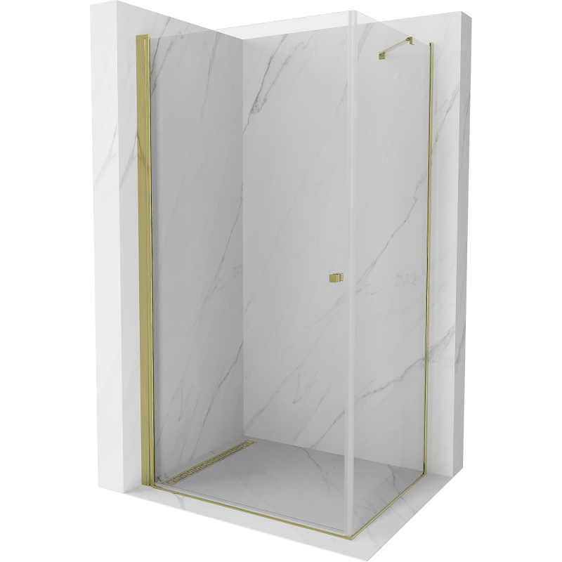 Mexen Pretoria стъклен параван за душ, отваряем, 70 x 90 см, прозрачен, златист