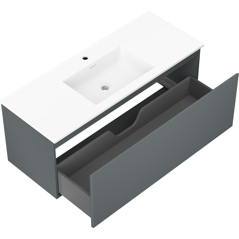 Mexen Orio шкаф за баня 120 см с мивка Otis, 1 чекмедже, графит мат/бял мат