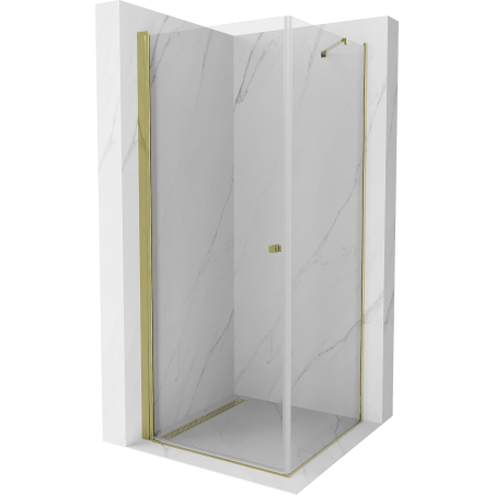 Mexen Pretoria сгъваема душ кабина 80 x 80 см, прозрачна, златна - 852-080-080-50-00