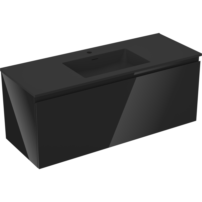 Mexen Orio шкаф за баня 120 см с мивка Otis, 1 чекмедже, черен гланц/черен мат