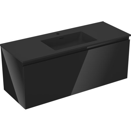 Mexen Orio шкаф за баня 120 см с мивка Otis, 1 чекмедже, черен гланц/черен мат