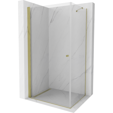 Mexen Pretoria отваряща се душ кабина 80 x 90 см, прозрачна, златна - 852-080-090-50-00