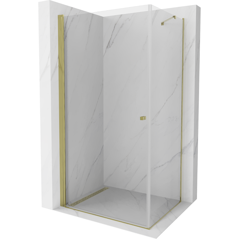 Mexen Pretoria душ кабина с врата, 80 x 100 см, прозрачен, златен - 852-080-100-50-00