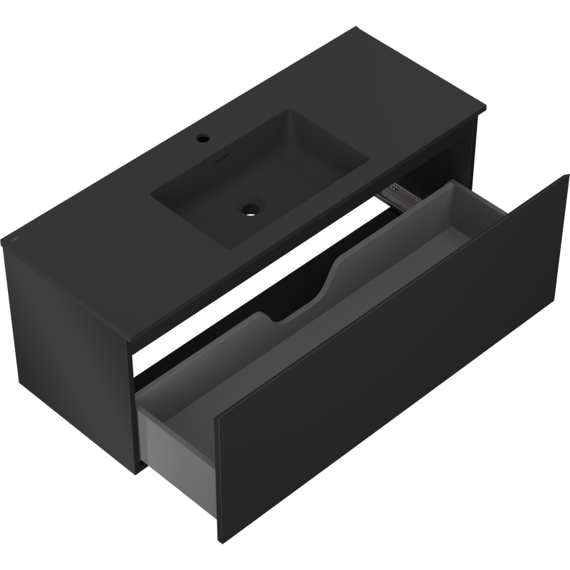 Mexen Orio шкаф за баня 120 см с мивка Otis, 1 чекмедже, черен мат - 91A10-12047-1-BF71-W18M71