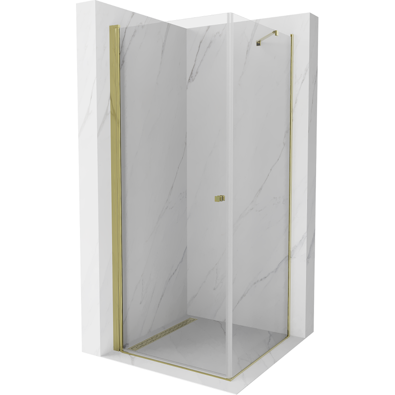 Mexen Pretoria душ кабина хенг 90 x 90 см, прозрачна, златна - 852-090-090-50-00