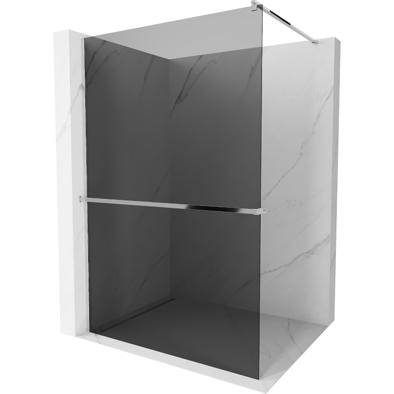 Mexen Kioto+ душ кабина със стена и полица Walk-in 90 x 200 см, графит, хром - 800-090-121-01-40