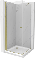 Mexen Pretoria кабина за душ с отваряне 70 x 70 см, прозрачен, златен + подложка Flat - 852-070-070-50-00-4010