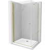 Mexen Pretoria душ кабина с люлеещи се врати 70 x 80 см, прозрачна, златна + поддон Flat - 852-070-080-50-00-4010