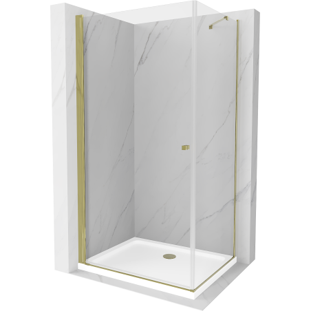 Mexen Pretoria отваряща се душ кабина 80 x 100 см, прозрачна, златна + плосък