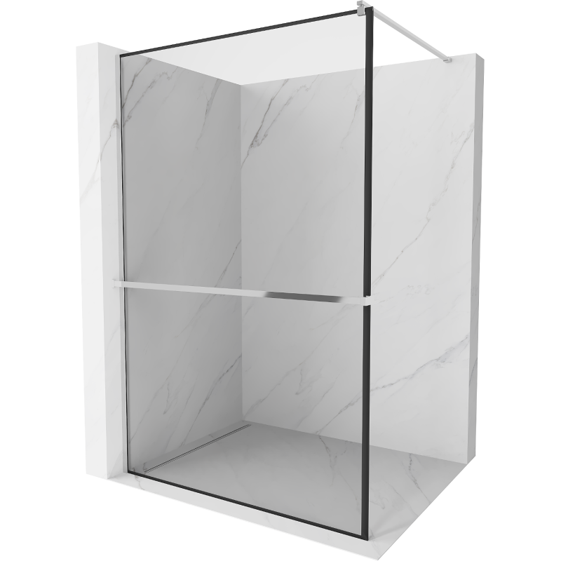 Mexen Kioto+ душ екран с рафт Walk-in 90 x 200 см, черна рамка, хром - 800-090-121-01-70