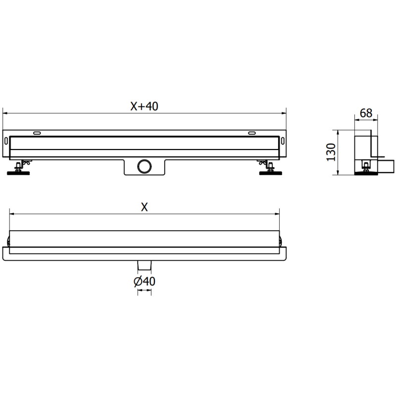 Mexen Flat Wall линеен стенен сифон 2в1 60 см, златист матиран - 1A30060