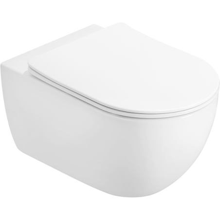 Mexen Carmen WC чиния Rimless Tornado с тънка забавено падаща седалка, дуропласт, бял гланц - 3088L4000T
