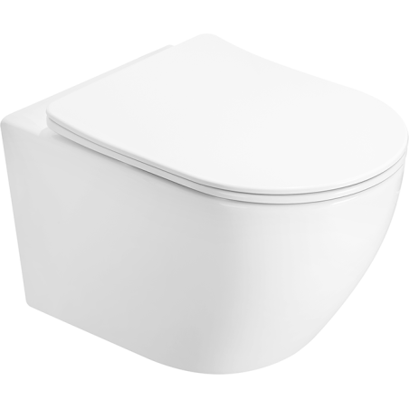 Mexen Lena WC чиния Rimless Tornado с тънка, забавено падаща седалка, дуропласт, бял гланц - 3022L4000T