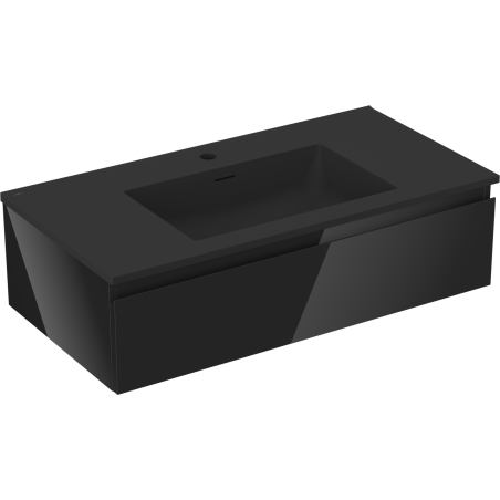 Mexen Orio шкаф за баня 90 см с мивка Otis, 1 чекмедже, черен гланц/черен мат - 91A10-09023-1-BF70-W18M71