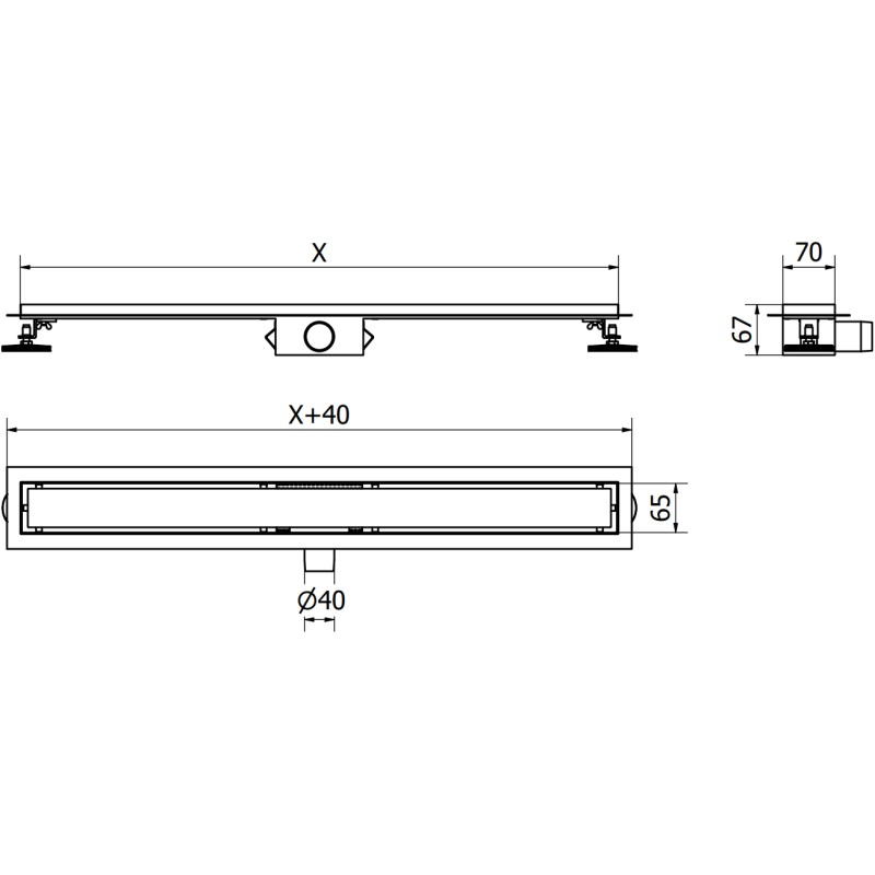 Mexen Flat корпус за линеен сифон 80 см, четкана мед - 1C15080