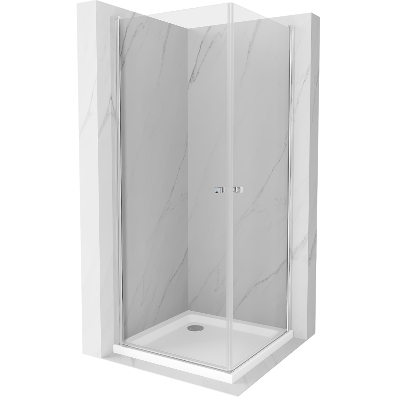 Mexen Pretoria Душ кабина с две врати 80 x 80 см, прозрачно стъкло, хром + плосък