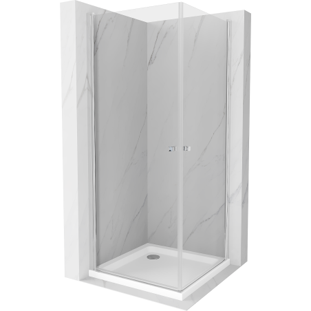 Mexen Pretoria Душ кабина с две врати 80 x 80 см, прозрачно стъкло, хром + плосък