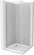 Mexen Pretoria Duo душ кабина отваряема 80 x 80 см, прозрачна, хром + подложка Flat - 852-080-080-01-02-4010