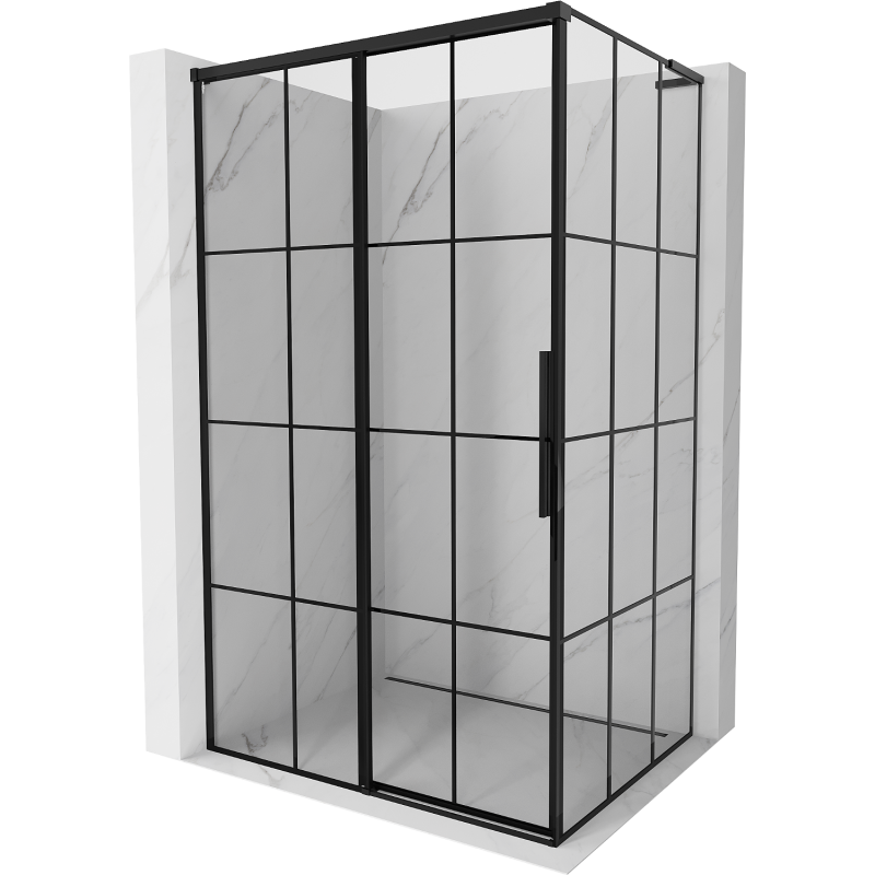 Mexen Rox L плъзгаща се душ кабина лява 115 x 80 см, черна решетка , черна - 8C2L-115-080-70-77-L