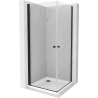 Mexen Pretoria Duo душ кабина с отваряеми врати 80 x 80 см, прозрачен, черен + подложка Flat - 852-080-080-70-02-4010B
