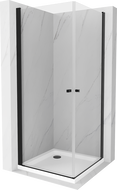 Mexen Pretoria Duo душ кабина с отваряеми врати 80 x 80 см, прозрачен, черен + подложка Flat - 852-080-080-70-02-4010B