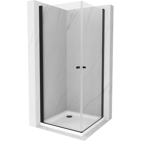 Mexen Pretoria Дуо душ кабина с отваряеми врати 90 x 90 см, прозрачна, черна +