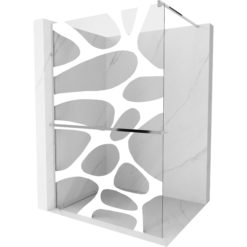 Mexen Kioto+ душ панел с рафт Walk-in 140 x 200 см, бяла вълна, хром - 800-140-121-01-97