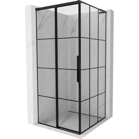 Mexen Rox L лява плъзгаща се душ кабина 110 x 110 cm, черна решетка, черна - 8C2L-110-110-70-77-L