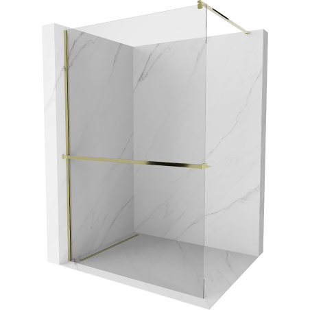Mexen Kioto+ душ преграда с рафт Walk-in 90 x 200 см, прозрачен, златен - 800-090-121-50-00