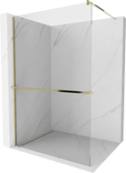 Mexen Kioto+ душ преграда с рафт Walk-in 90 x 200 см, прозрачен, златен - 800-090-121-50-00