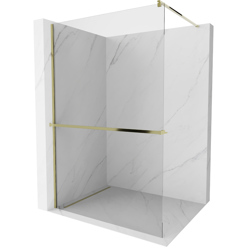 Mexen Kioto+ душ кабина с рафт Walk-in 100 x 200 см, прозрачна, златна - 800-100-121-50-00