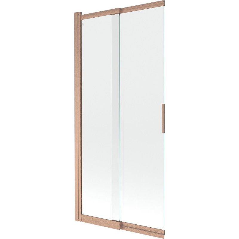 Mexen Fox параван за вана с 2 крила, плъзгащ се 85 x 150 cm, прозрачен, четкана мед - 891-085-002-65-00