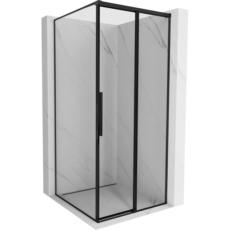 Mexen Rox плъзгаща се душ кабина дясна 90 x 90 см, черна рамка, черна - 8C2-090-090-70-70-P