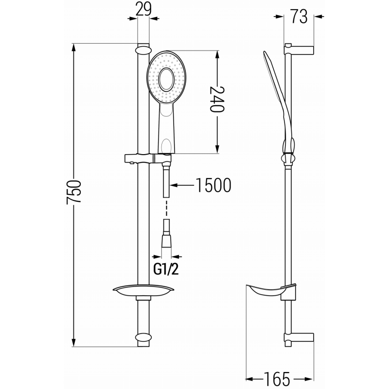 Mexen DB73 плъзгащ душ комплект, хром - 785734584-02
